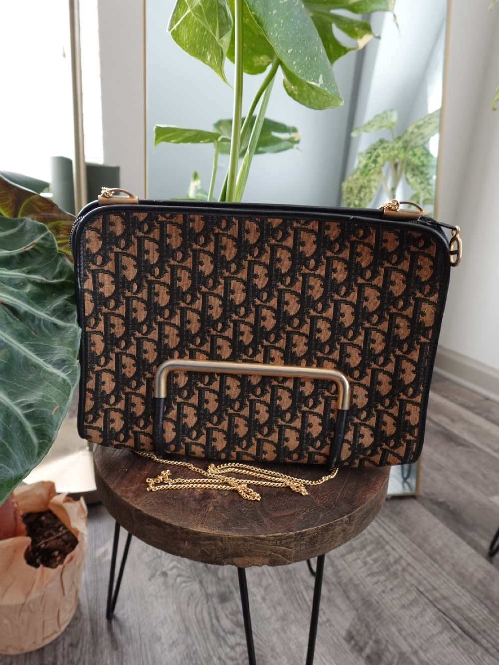 Vintage Christian Dior Trotter Canvas Chain Bag